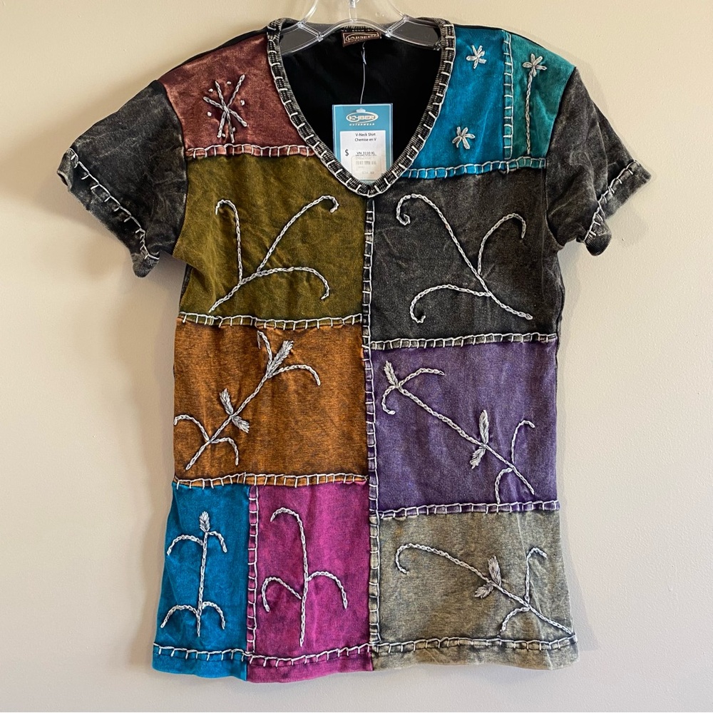 Boho Patchwork Embroidered Multicolour Festival Shirt Kyber Outerwear
